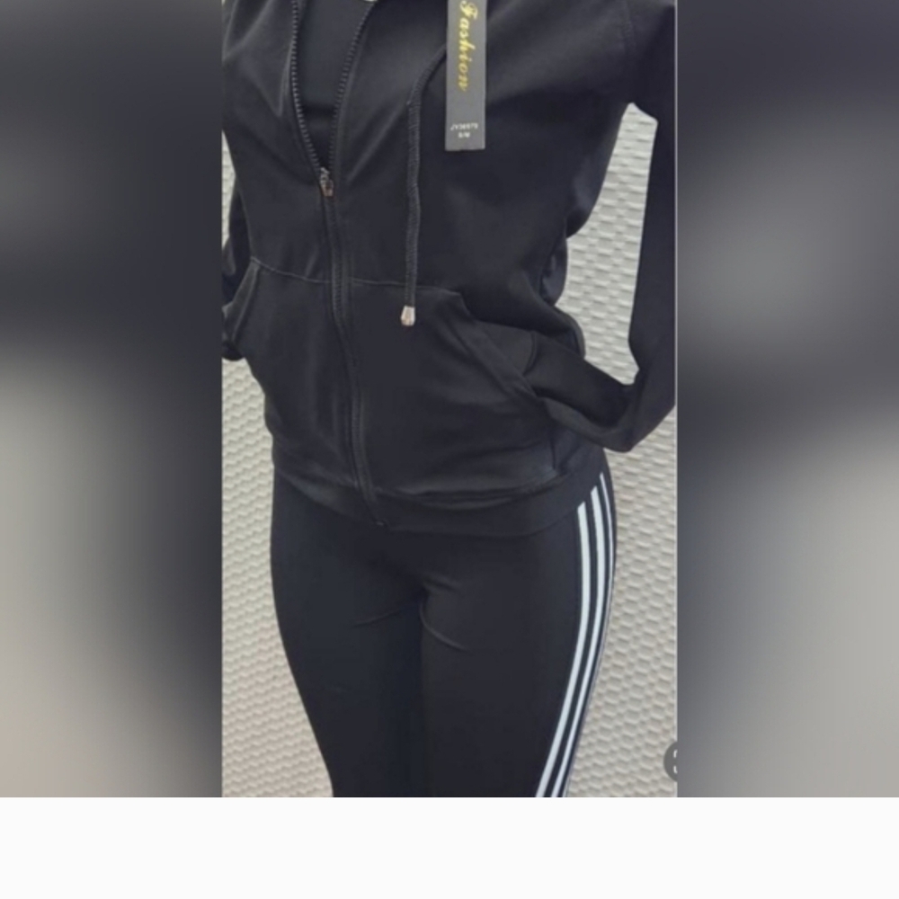Black Women's Athletic Pants With White Stripes